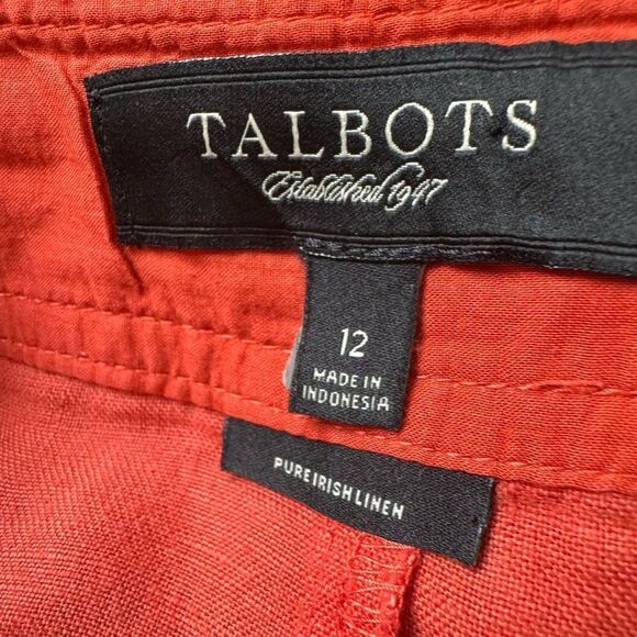 Talbots 100% Irish Linen Skirt Sz 12 Tie Waist Pockets Travel Office Preppy - Picture 5 of 5